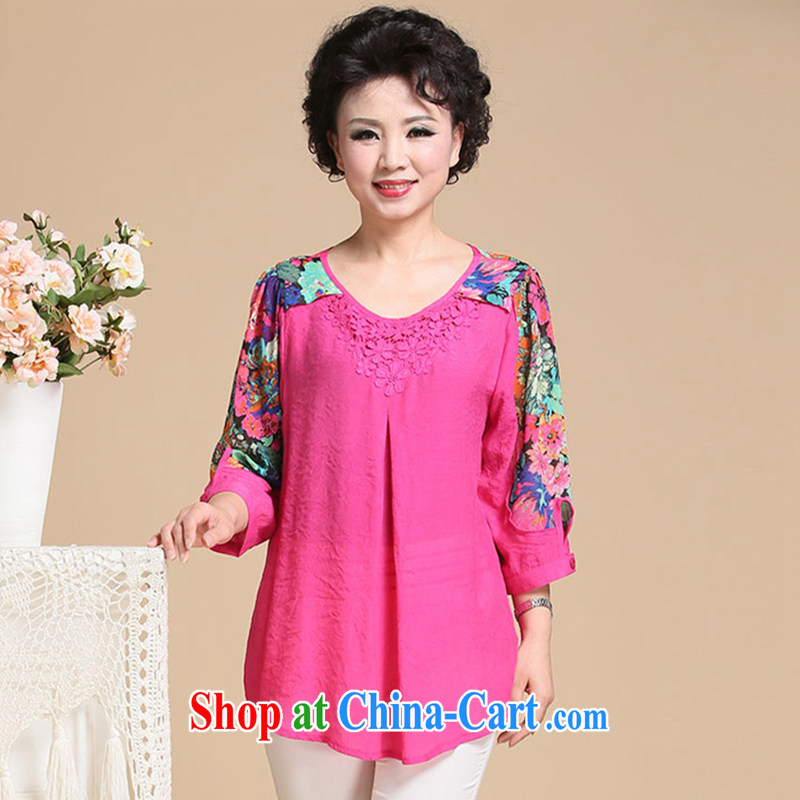 2015 spring new units and the Commission is indeed increasing, female, older women in T cuff shirt, mom with elegance 7 T-shirt by red XXXXL, beautiful believers, shopping on the Internet