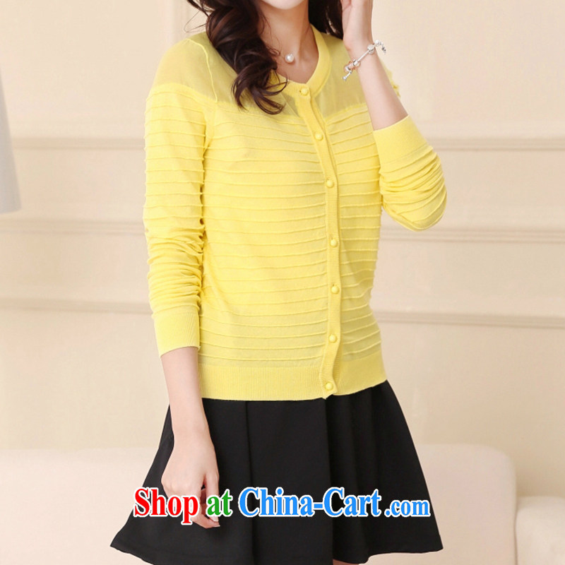 JK .,200 Spring and Autumn new larger female Korean version, long-sleeved sweater knit sweater cardigan jacket MC 1430002 yellow 4 XL, JK .,200, shopping on the Internet