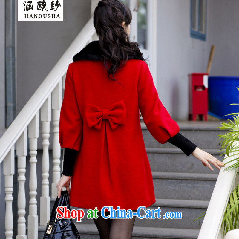 COVERED BY THE 2015 autumn and winter with new female Korean thick XL wool? The coat jacket mm thick hair coat is the coat red XXXXXL, covering the yarn (Hanousha), online shopping