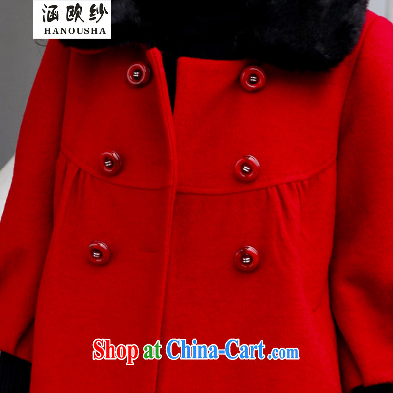 COVERED BY THE 2015 autumn and winter with new female Korean thick XL wool? The coat jacket mm thick hair coat is the coat red XXXXXL, covering the yarn (Hanousha), online shopping