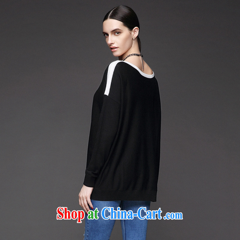 The wheat high-end large Code women fall 2014 with new thick mm Lok shoulder cuff black-and-white spell sweater 843132118 black XL, former Yugoslavia, Mak, and shopping on the Internet