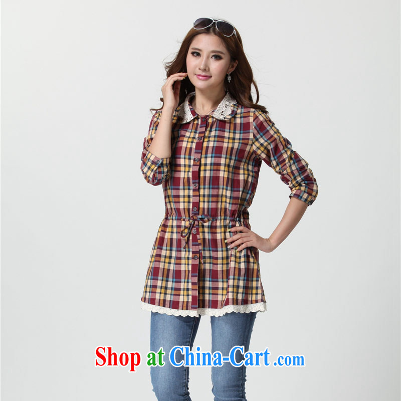 Thin (NOS) is increasing, women dress waist cotton the Stamp Duty checkered shirt leisure video thin shirt D 9771 Map Color 2 XL 140 - 160 jack, thin (NOS), online shopping