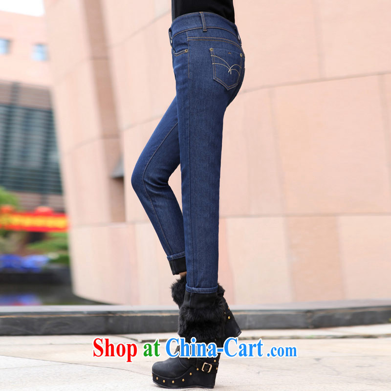NOS thick mm XL girls with the lint-free cloth in thick high-waist warm water stingrays lint-free castor cultivation video thin blue jeans pants M 66,661 dark blue 44, 250 jack, thin (NOS), online shopping