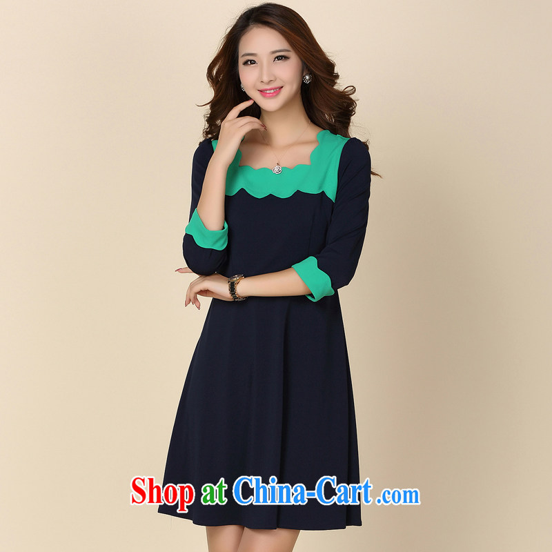 cheer for thick MM autumn is new, the 2014 code female sweet petal collar thick sister graphics thin 7 sub-cuff dress of the 2218 royal blue 5 XL, cheer for (qisuo), the Code women's clothing, and shopping on the Internet