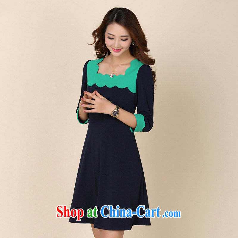 cheer for thick MM autumn is new, the 2014 code female sweet petal collar thick sister graphics thin 7 sub-cuff dress of the 2218 royal blue 5 XL, cheer for (qisuo), the Code women's clothing, and shopping on the Internet