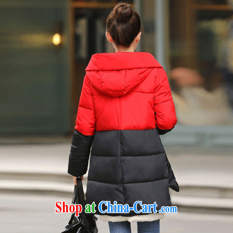 The line takes the Code women's clothing in winter, Korean video thin thick mm personalized spell series cap, long, thick warm relaxed countrysides B A 022 - 1 red + Black 3 XL, sea routes, the Code women's clothing, and shopping on the Internet