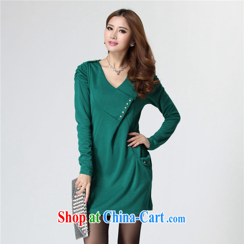 Thin (NOS) New, and indeed increase, women pregnant with generous graphics thin mask stomach dress casual dress solid D 9881 green 4 XL 190 Jack the following through, thin (NOS), online shopping