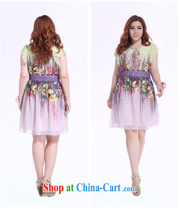 Slim Li Hsiu-summer new XL girls thick mm video thin oil painting stamp lace snow woven dresses Q 5727 yellow XXXL pictures, price, brand platters! Elections are good character, the national distribution, so why buy now enjoy more preferential! Health