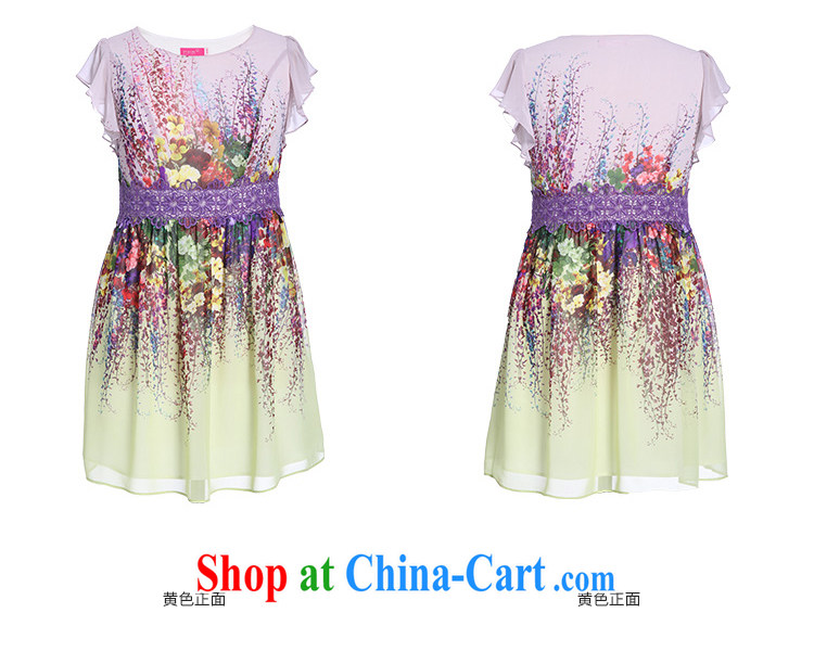 Slim Li Hsiu-summer new XL girls thick mm video thin oil painting stamp lace snow woven dresses Q 5727 yellow XXXL pictures, price, brand platters! Elections are good character, the national distribution, so why buy now enjoy more preferential! Health