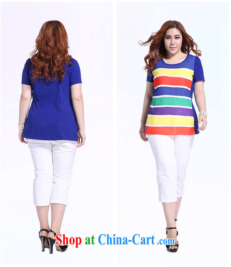 Slim LI Sau summer new XL female graphics thin knocked color Rainbow snow streaks woven stitching 100 ground T pension Q 5195 blue XL pictures, price, brand platters! Elections are good character, the national distribution, so why buy now enjoy more preferential! Health