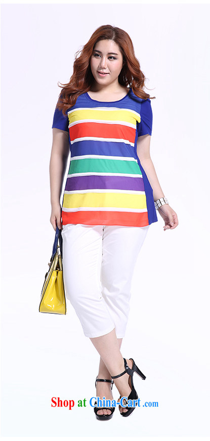 Slim LI Sau summer new XL female graphics thin knocked color Rainbow snow streaks woven stitching 100 ground T pension Q 5195 blue XL pictures, price, brand platters! Elections are good character, the national distribution, so why buy now enjoy more preferential! Health