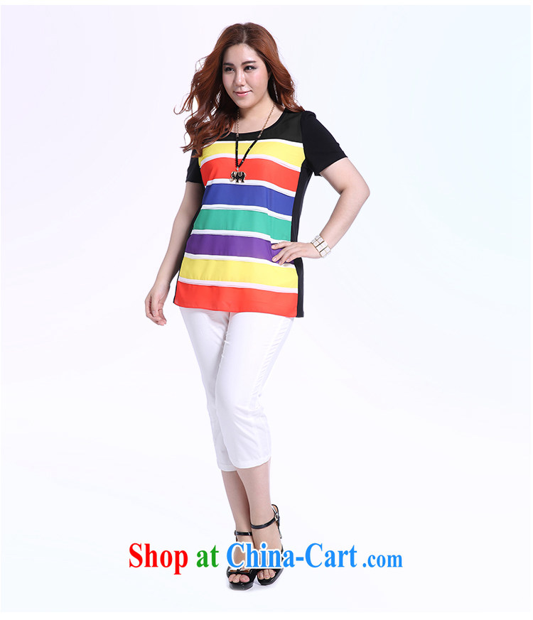 Slim LI Sau summer new XL female graphics thin knocked color Rainbow snow streaks woven stitching 100 ground T pension Q 5195 blue XL pictures, price, brand platters! Elections are good character, the national distribution, so why buy now enjoy more preferential! Health