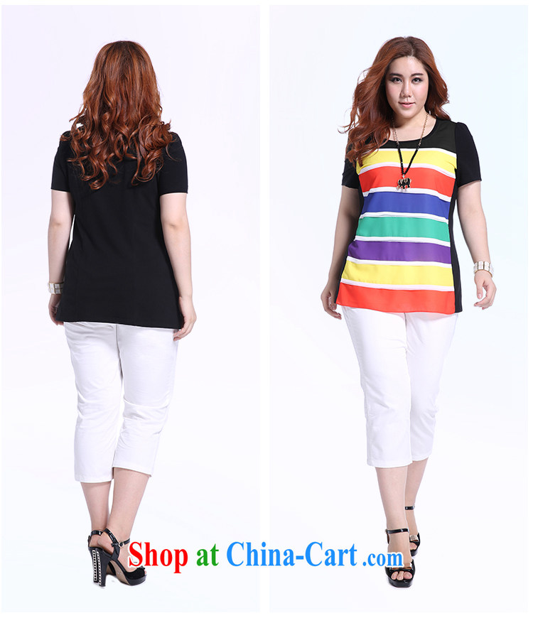 Slim LI Sau summer new XL female graphics thin knocked color Rainbow snow streaks woven stitching 100 ground T pension Q 5195 blue XL pictures, price, brand platters! Elections are good character, the national distribution, so why buy now enjoy more preferential! Health