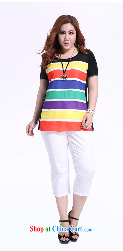 Slim LI Sau summer new XL female graphics thin knocked color Rainbow snow streaks woven stitching 100 ground T pension Q 5195 blue XL pictures, price, brand platters! Elections are good character, the national distribution, so why buy now enjoy more preferential! Health