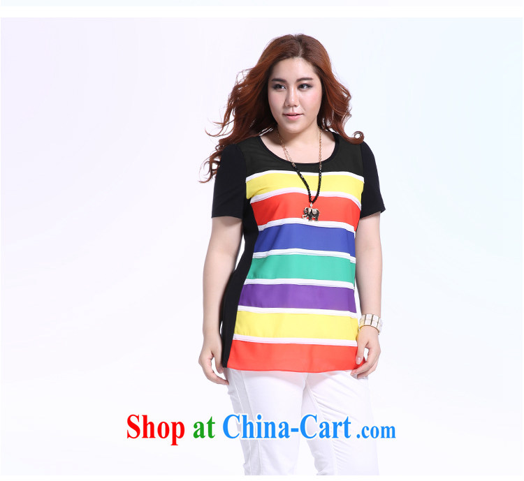 Slim LI Sau summer new XL female graphics thin knocked color Rainbow snow streaks woven stitching 100 ground T pension Q 5195 blue XL pictures, price, brand platters! Elections are good character, the national distribution, so why buy now enjoy more preferential! Health