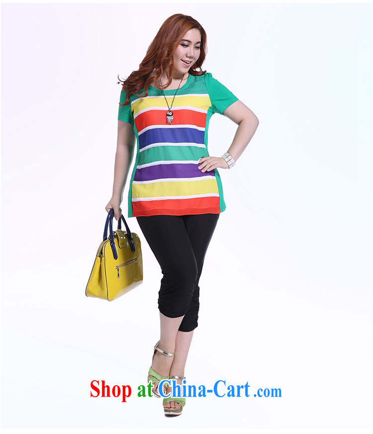 Slim LI Sau summer new XL female graphics thin knocked color Rainbow snow streaks woven stitching 100 ground T pension Q 5195 blue XL pictures, price, brand platters! Elections are good character, the national distribution, so why buy now enjoy more preferential! Health