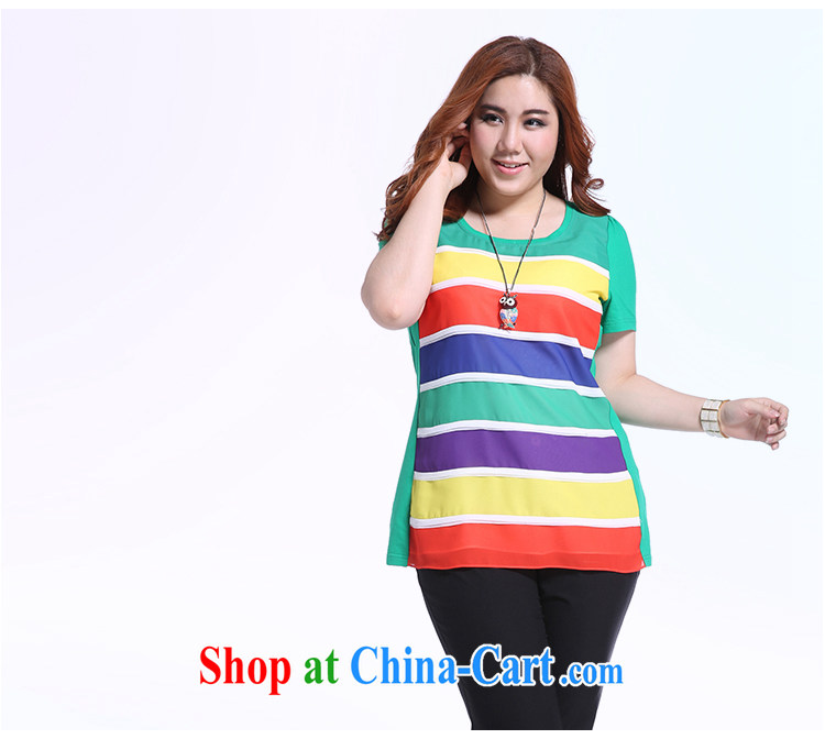 Slim LI Sau summer new XL female graphics thin knocked color Rainbow snow streaks woven stitching 100 ground T pension Q 5195 blue XL pictures, price, brand platters! Elections are good character, the national distribution, so why buy now enjoy more preferential! Health