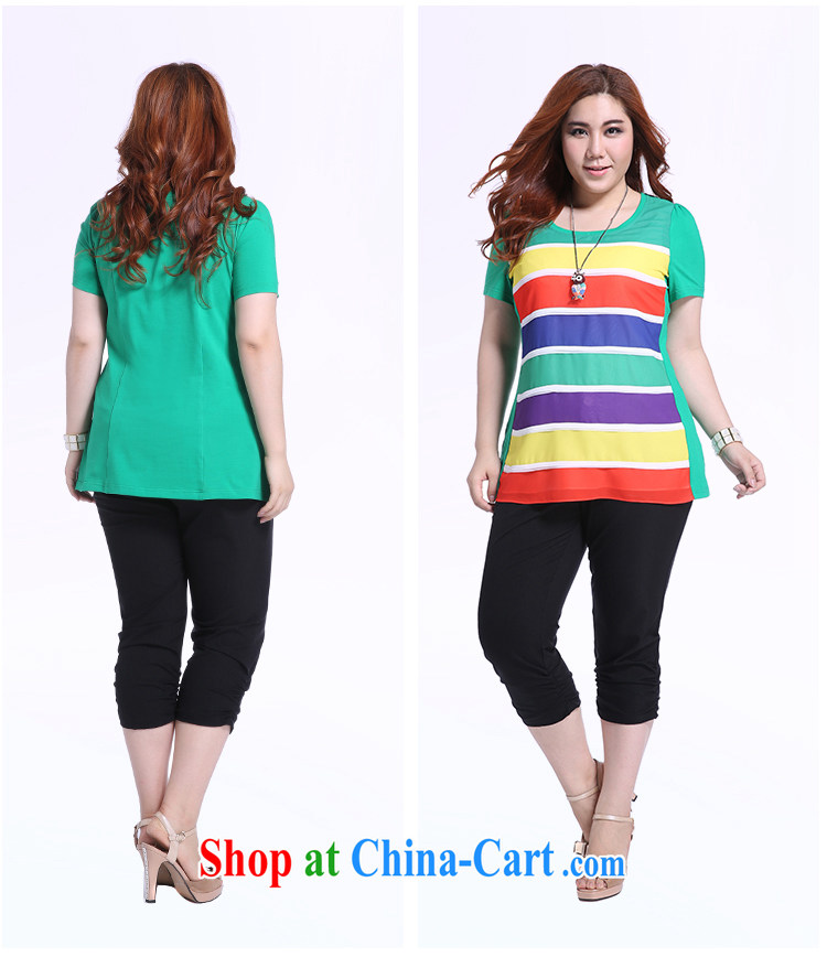 Slim LI Sau summer new XL female graphics thin knocked color Rainbow snow streaks woven stitching 100 ground T pension Q 5195 blue XL pictures, price, brand platters! Elections are good character, the national distribution, so why buy now enjoy more preferential! Health