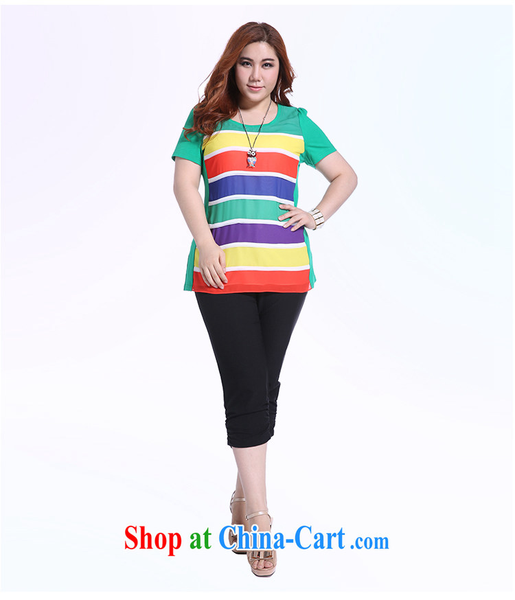 Slim LI Sau summer new XL female graphics thin knocked color Rainbow snow streaks woven stitching 100 ground T pension Q 5195 blue XL pictures, price, brand platters! Elections are good character, the national distribution, so why buy now enjoy more preferential! Health