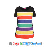 Slim LI Sau summer new XL female graphics thin knocked color Rainbow snow streaks woven stitching 100 ground T pension Q 5195 blue XL pictures, price, brand platters! Elections are good character, the national distribution, so why buy now enjoy more preferential! Health