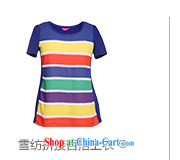 Slim LI Sau summer new XL female graphics thin knocked color Rainbow snow streaks woven stitching 100 ground T pension Q 5195 blue XL pictures, price, brand platters! Elections are good character, the national distribution, so why buy now enjoy more preferential! Health