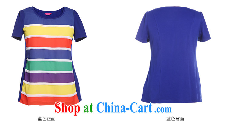 Slim LI Sau summer new XL female graphics thin knocked color Rainbow snow streaks woven stitching 100 ground T pension Q 5195 blue XL pictures, price, brand platters! Elections are good character, the national distribution, so why buy now enjoy more preferential! Health