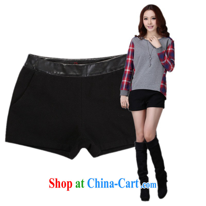 The delivery package as soon as possible e-mail XL Girls fall and winter shorts 100 ground PU leather stitching graphics thin OL hot pants high gross Sub? mm thick solid pants larger pants black 3 XL waist 2 feet 7, constitution, Jacob (QIANYAZI), the code women, shopping on the Internet