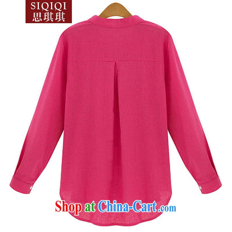 The Qi Qi (SIQIQI) Spring 2015 new, larger female European solid-colored high-end stylish long-sleeved T-shirt girl CS 1021 pink 5 XL, Qi Qi (SIQIQI), online shopping