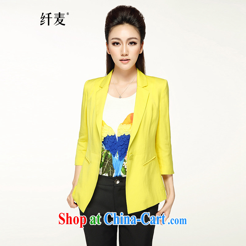 Former Yugoslavia, Mr Big, women spring 2015 summer new thick mm stylish Korean light color 7 cuff leisure suit 4365 yellow 4 XL