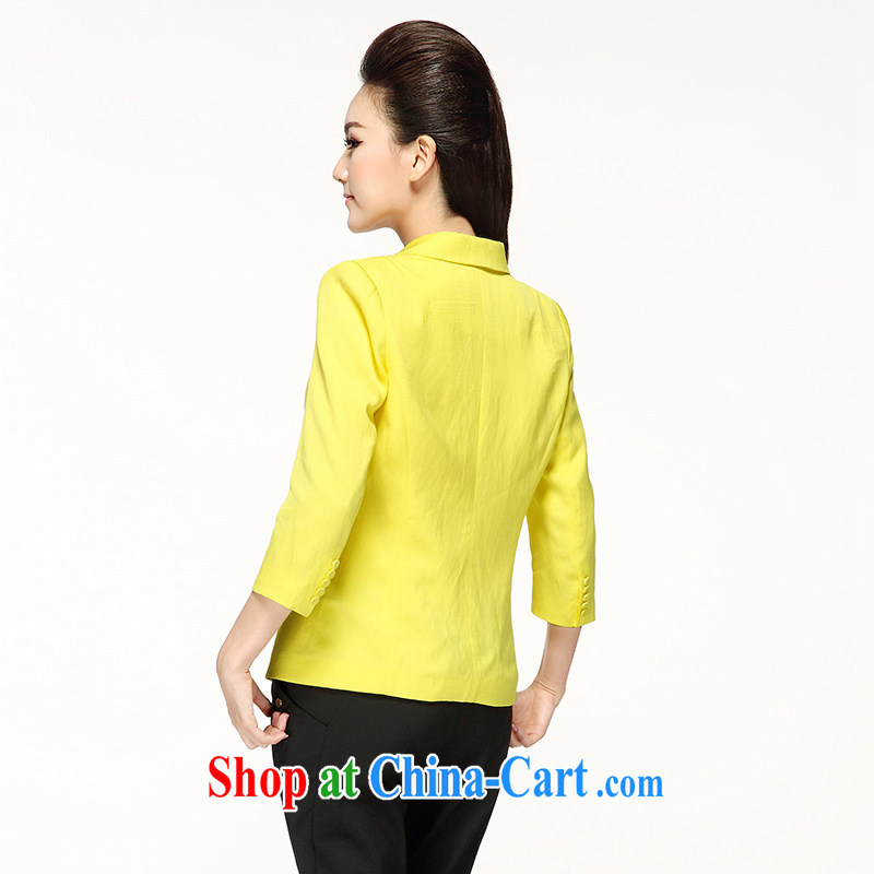 The Mak is the female 2015 spring and summer with new thick mm stylish Korean bright 7 cuff Leisure Suit 4365 yellow 4 XL, former Yugoslavia, Mak, and shopping on the Internet