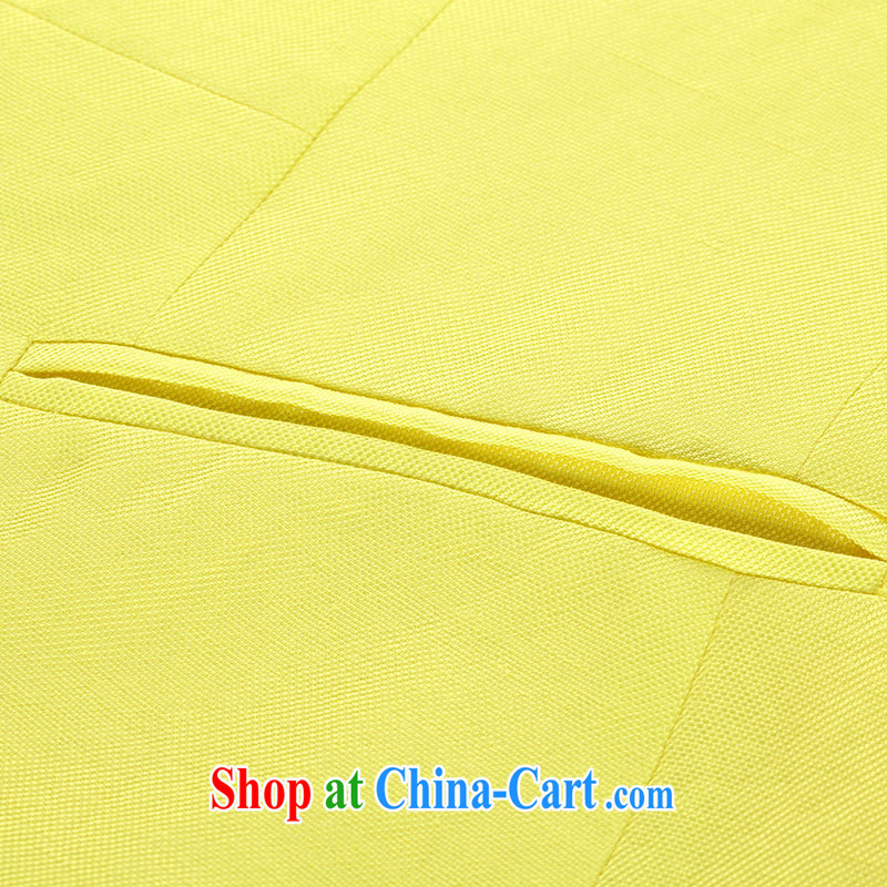 The Mak is the female 2015 spring and summer with new thick mm stylish Korean bright 7 cuff Leisure Suit 4365 yellow 4 XL, former Yugoslavia, Mak, and shopping on the Internet
