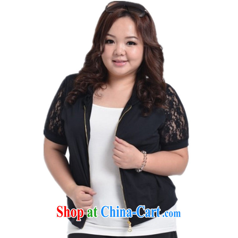 The NOS Code women with thick, lace-breathable 100 ground graphics thin short-sleeved lapel cardigan casual jacket A 5511 black 4XL 180 - 210 jack, the thin (NOS), online shopping