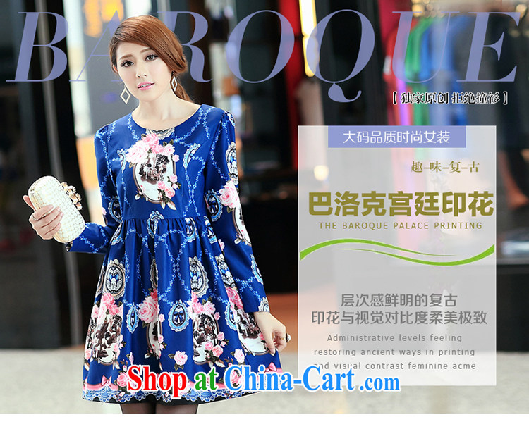 Mephidross economy honey, the FAT and FAT mm autumn 2014 the new Korean version of the greater code female high-end style stamp duty long-sleeved dresses 2695 large blue code 3XL pictures, price, brand platters! Elections are good character, the national distribution, so why buy now enjoy more preferential! Health