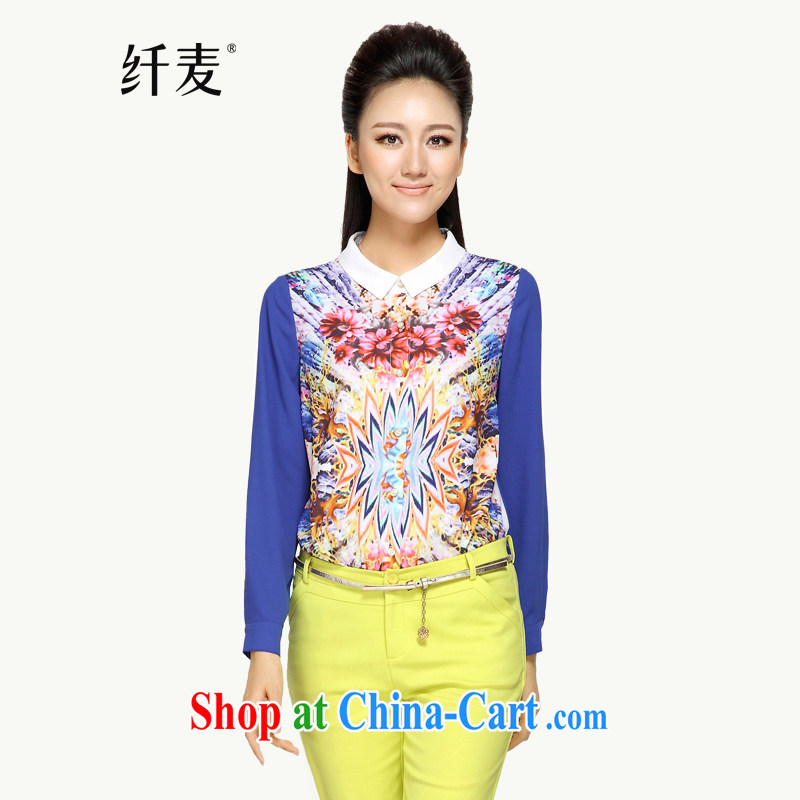 The Mecca indeed XL Women fall 2014 with new thick mm stylish Korean Beauty long-sleeved T-shirt 43,116 blue 2 XL