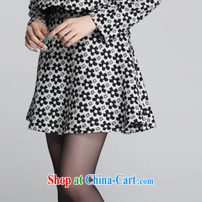 Loved autumn and winter clothing new emphasis on people's congress, female video thin, Korean version thick MM two-piece is a dress 3572 black and white XXXXL, loved (Tanai), online shopping