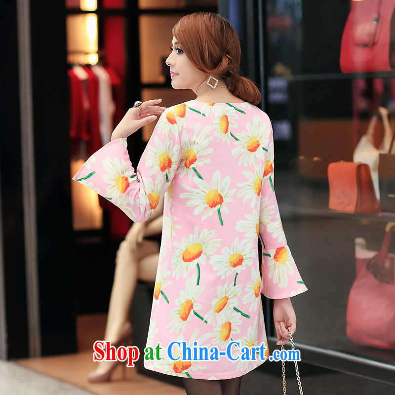 Of 200 Of The jack is indeed increasing, female fat mm early autumn 2014 New Style stamp horn cuff has been barrel dresses S 2689 pink 5 XL, Director (Smeilovly), online shopping