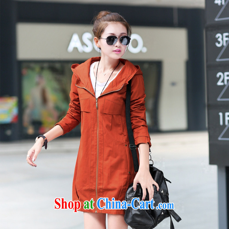 The all love the Code women 2015 spring new Korean version cap cultivating the code wind jacket women jacket OH 74,608 orange XXXL, the love (ouhanduai), online shopping