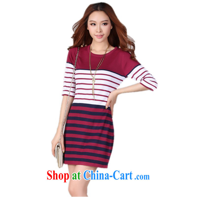 The delivery package as soon as possible by the ventricular hypertrophy, ladies dresses 2014 fall and winter decoration, package and Stripes knitted dress in solid cuff skirt sweater skirt red 4 XL approximately 155 - 170 jack, constitution, Jacob (QIANYAZI), online shopping