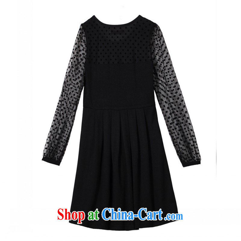 The delivery package as soon as possible-XL female OL dress mm thick and fat Black Point long-sleeved simple beauty Mrs dresses simple Black Elastic 4 XL approximately 185 - 205 jack, constitution, Jacob (QIANYAZI), online shopping