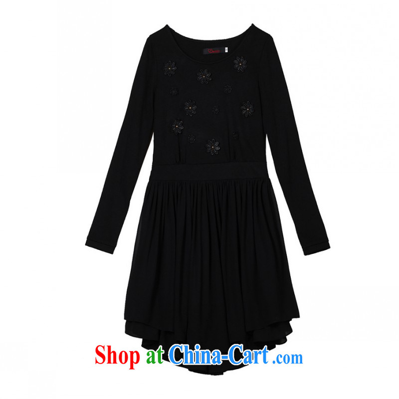 The delivery package as soon as possible by the hypertrophy, women dress in short about cultivating flowers long-sleeved solid skirt the rules not as graphics thin OL short skirt black 4XL approximately 185 - 200 jack, constitution, Jacob (QIANYAZI), online shopping