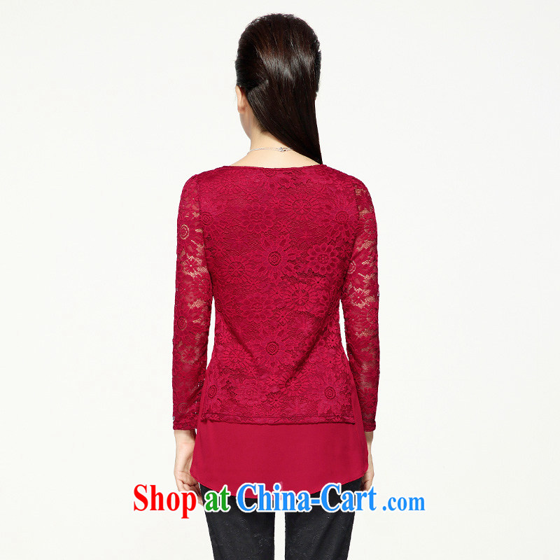 Slim, Mr Big, women fall 2014 new female, thick mm larger lace snow woven loose the code t-shirt solid T-shirt 43,392 red 6 XL, former Yugoslavia, Mak, and shopping on the Internet