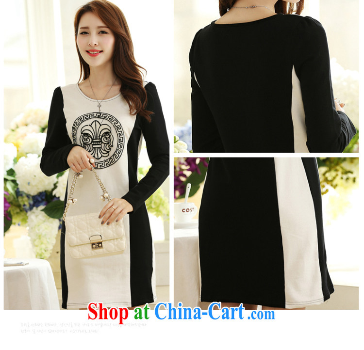 The ink marks 2015 spring new Korean version of the greater code female knocked color dress mm thick stylish personalized stamp hit color tile graphics thin long-sleeved dresses white 5XL (suitable for 180 - 200 jack) pictures, price, brand platters! Elections are good character, the national distribution, so why buy now enjoy more preferential! Health