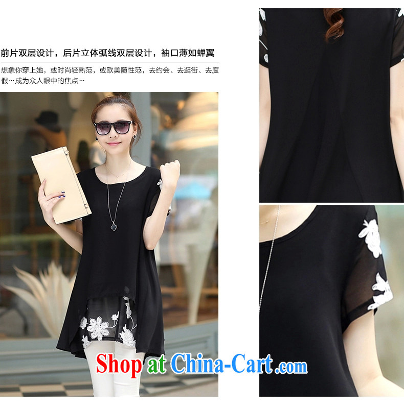Connie Hyatt 2015 spring new Korean version thick MM large, female embroidery, long, short-sleeved snow woven shirts women 9902 black XXXL pictures, price, brand platters! Elections are good character, the national distribution, so why buy now enjoy more preferential! Health