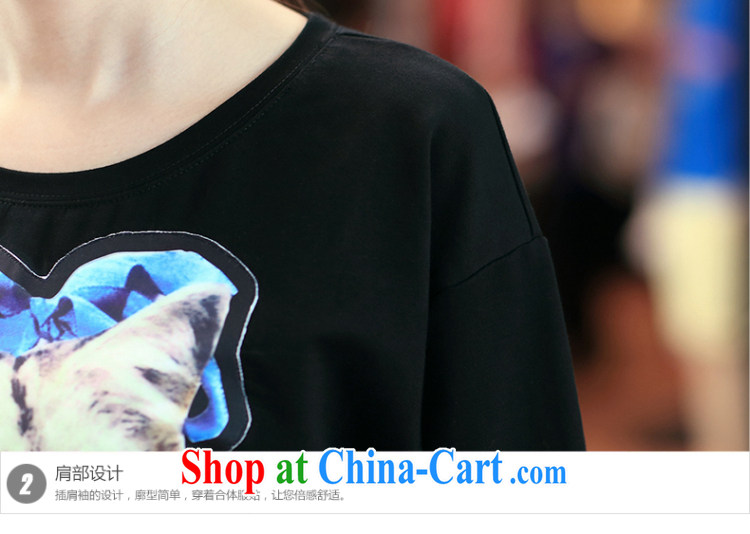 Morning would be 2015 spring new Korea and indeed increase, female 200 Jack mm thick stylish kitten stamp loose video thin long-sleeved dress black large code 5 XL pictures, price, brand platters! Elections are good character, the national distribution, so why buy now enjoy more preferential! Health