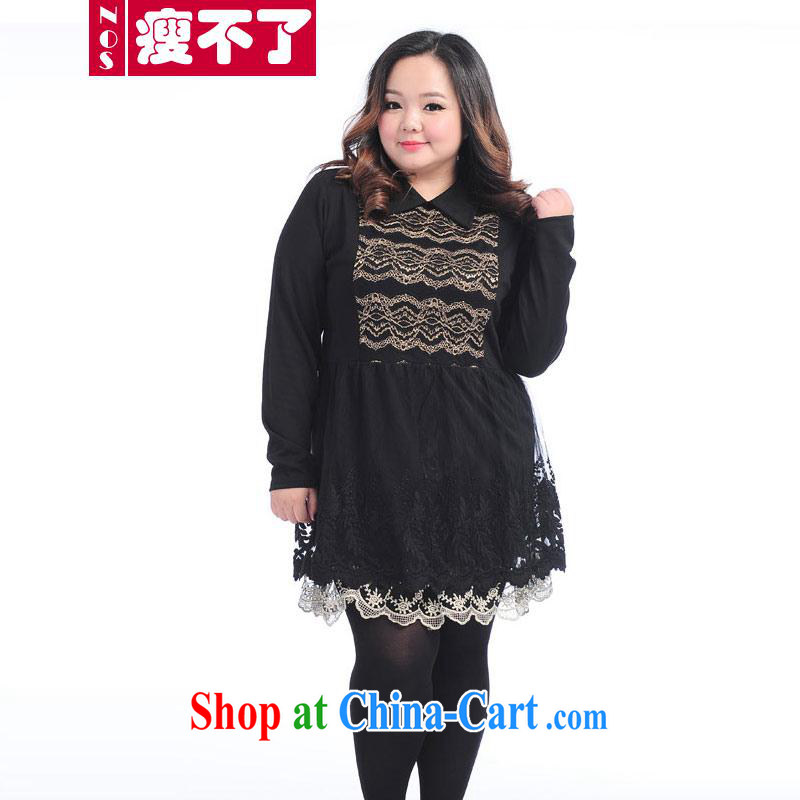 Thin _NOS_ the fat increase code female lace lace shirt collar dresses stylish stamp duty is Ms. skirt A 7361 Black Large Number 3 XL 190 Jack the following