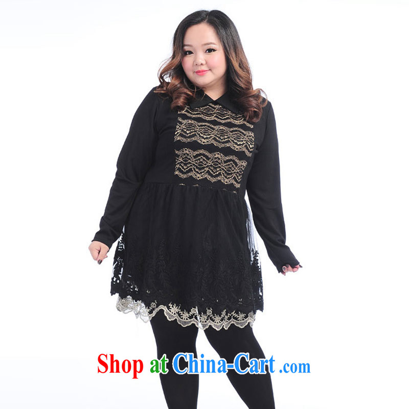 Thin (NOS) is increasing, female lace lace shirt collar dresses stylish stamp duty is Ms. skirt A 7361 Black Large Number 3 XL 190 jack, thin (NOS), online shopping