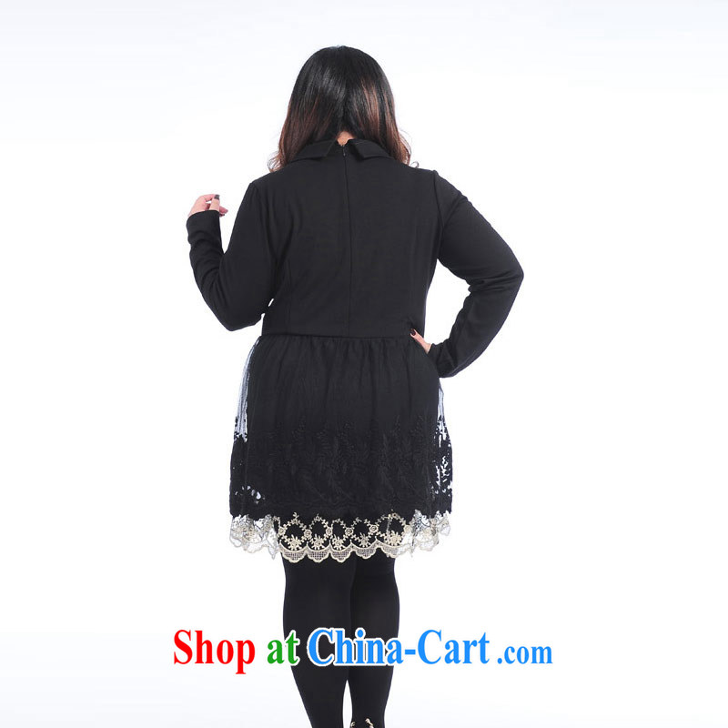 Thin (NOS) is increasing, female lace lace shirt collar dresses stylish stamp duty is Ms. skirt A 7361 Black Large Number 3 XL 190 jack, thin (NOS), online shopping