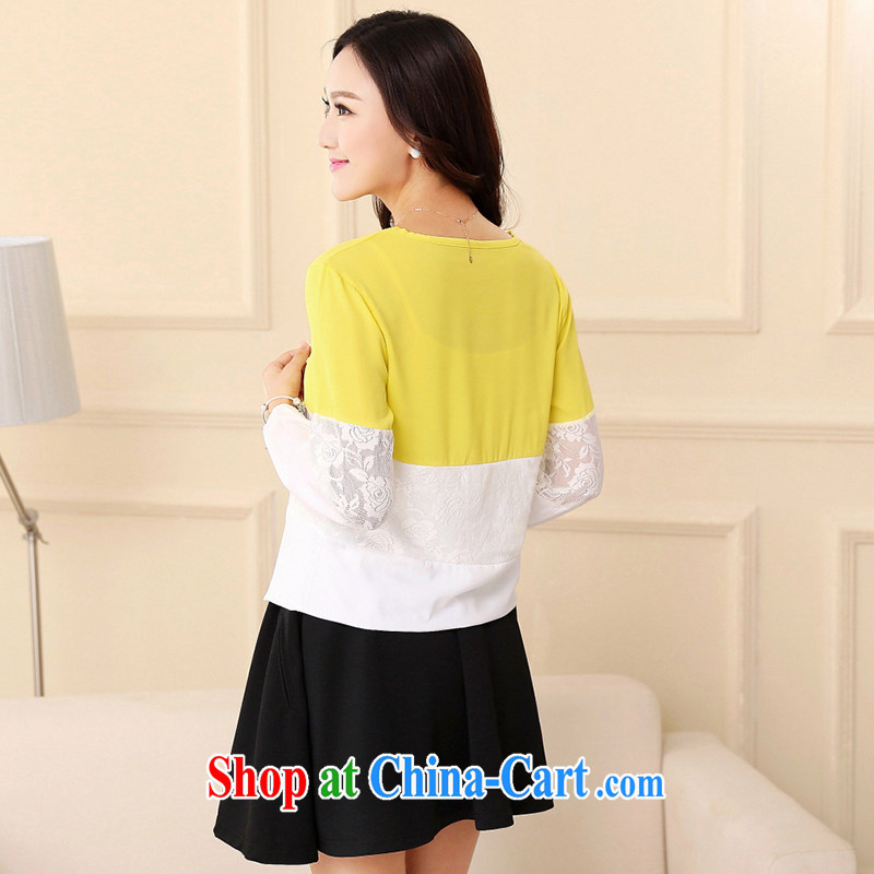 JK .,200 Spring and Autumn new, larger female Korean lady loose video thin long-sleeved shirt T TA 1430008 yellow 4 XL, JK .,200, shopping on the Internet