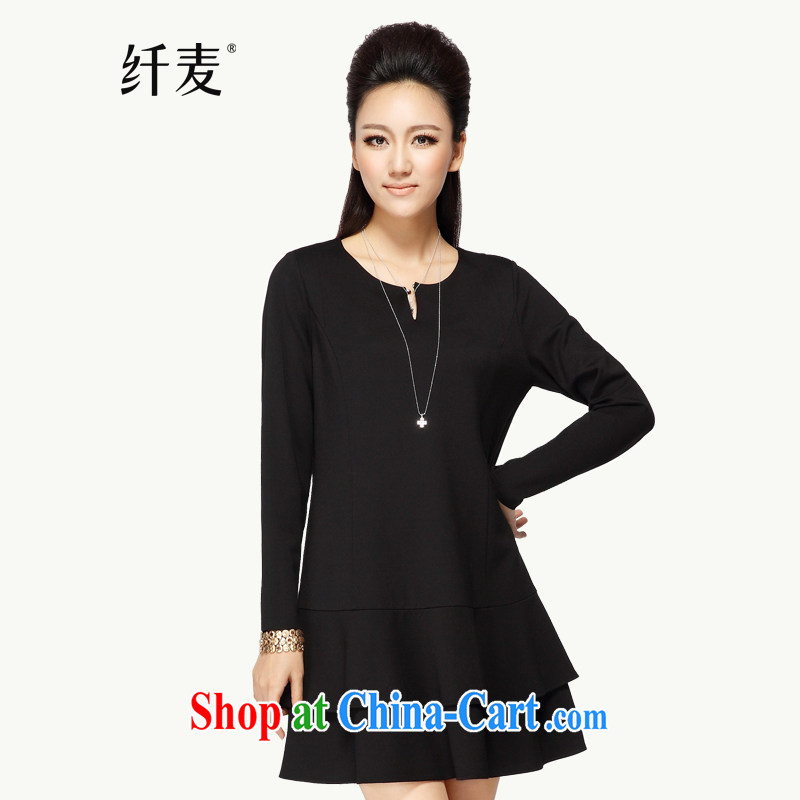 The Mak is the women fall 2014 with new thick mm stylish lady wood drill Hook Clip long-sleeved dresses 43,090 black 4 XL