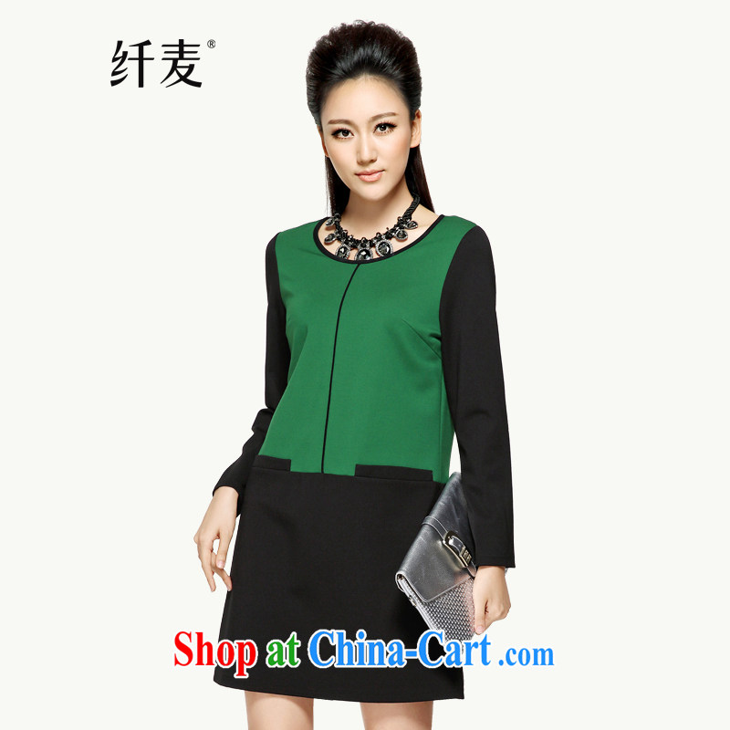 The Mak is the female new stylish ladies Solid Color loose long-sleeved dresses 43,282 green 3 XL